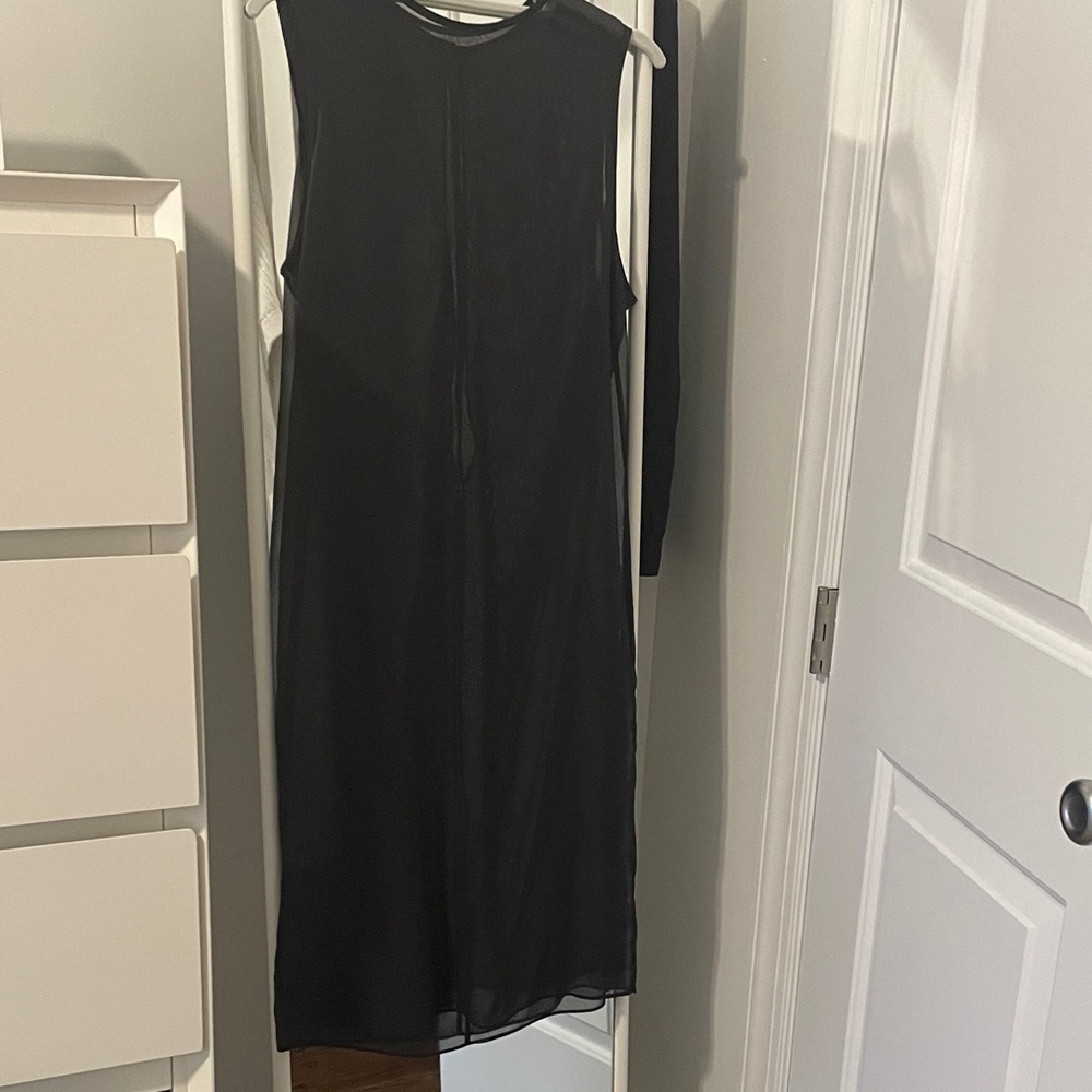 Elegant Black Sleeveless Dress sheer silk quiet luxury
